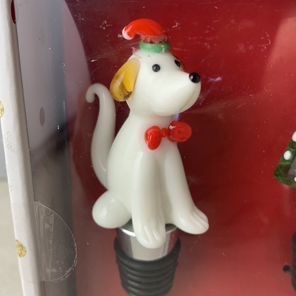 Boston Warehouse Art Glass Bottle Stoppers handmade dog and Christmas tree - Picture 2 of 4